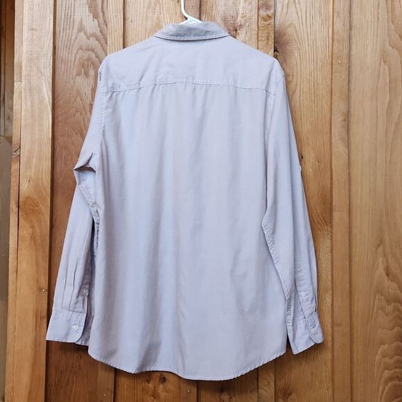 CHAPS Men's Easy Care Long Sleeve Button Down Shirt, Medium, Tan & White - Picture 2 of 8